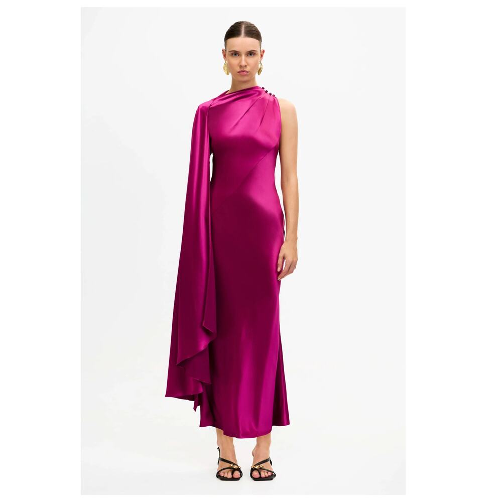 NEW Acler Ropley Drape Bias Cut Satin Maxi Cocktail Dress Size (AU/10, US/6) - Picture 13 of 13